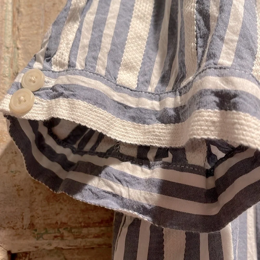 NWOT Madewell Plaza Button-Front Shirt in Stripe /3X, Blue & White/ - Picture 3 of 6